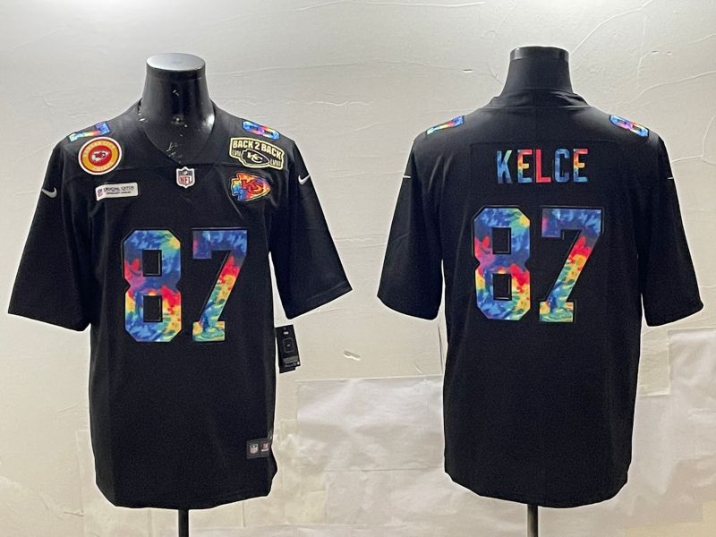 Men Kansas City Chiefs #87 Kelce Black Rainbow 2025 Nike Limited NFL Jersey style 6->kansas city chiefs->NFL Jersey